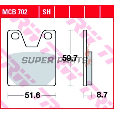 Накладки -TRW- MCB702, Yamaha YZF750R7, YZF-R1 1000 (1998-2001)