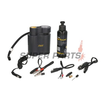 Преносим компресор -VICMA- 12V, + течност за безкамерни гуми