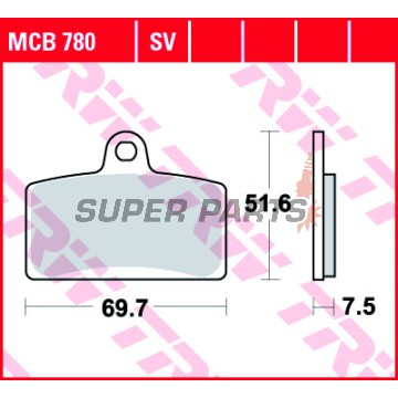 Накладки -TRW- MCB780, Aprilia RS4 50, Derbi GPR 125 Nuda, Rieju Tango 125/125 Pro