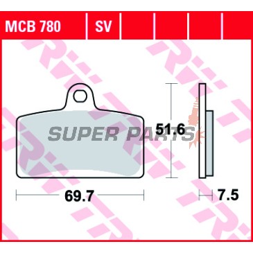 Накладки -TRW- MCB780, Aprilia RS4 50, Derbi GPR 125 Nuda, Rieju Tango 125/125 Pro