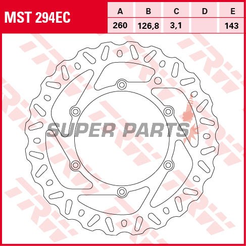 Спирачен диск -TRW- MST294EC, 260mm, Beta RR 250/300 2T + 350/390/430/450/480/498 4T Enduro & Racing (2005-2017)