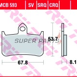 Накладки -TRW- MCB593, Honda CB Hornet 250/900 & X4 1300, NT650 Hawk, RVF400 NC35, RVF750R