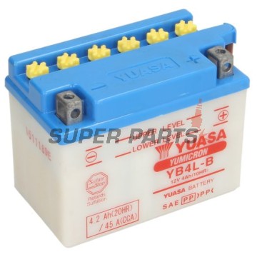 Акумулатор -YUASA- YB4L-B + ELEKTROLIT, 4Ah 12V