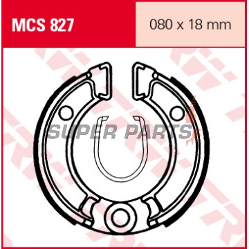 Накладки (челюст) -TRW- MCS827, 80x18mm, Honda NB50 Melody NC50 Express ND50 Melody NE50 Vision NP50 Melody Mini NX50 Caren QR50 XR50R Monkey Z/ZB50 Peugeot ST50 STL50 Suzuki DR-Z70 Yamaha TT-R50/50E