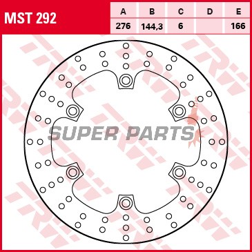 Спирачен диск -TRW- MST292, 276mm, Honda CBR 125R/600F/1000F / CBX 750F / Silver Wing 400-600 / Deauville 650-700 / VF Magna-Interceptor / VFR 400-750 / Transalp 600V / XLV 750R (1983-2016) / Triumph Tiger 900 (1993-1998)
