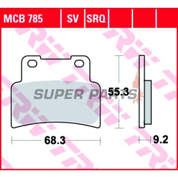 Накладки -TRW- MCB785SV, Aprilia Mana, RS, Shiver, Dorsoduro; Yamaha MT, YZF-R125 - 125, 750, 850, 900, 1200cc, 2007-2017