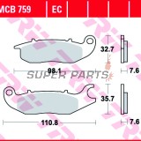 Накладки -TRW- MCB759, Honda Innova, CBF/CBR 125R, MSX Grom; Rieju RS-2 (2003-2017)