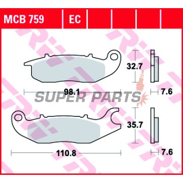Накладки -TRW- MCB759EC, Honda Innova 125, CBF 125, CBR 125R, Rieju RS-2 50/125 Matrix/Pro