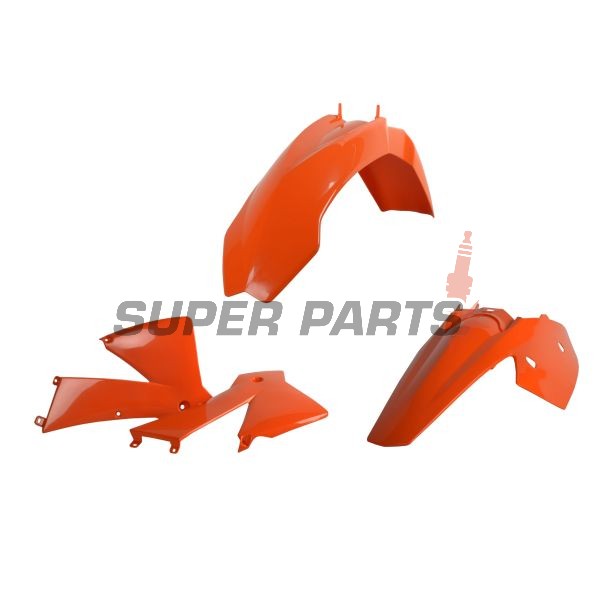 Пластмаси комплект -POLISPORT- оранжеви, KTM EXC, EXC-F 125-525 2004-2004