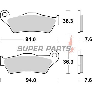 Накладки -BREMBO- 07BB04TT, Aprilia Pegaso & MX, Cagiva Elefant, Ducati Monster & Multistrada, Gas Gas EC, Gilera Nexus, Husaberg FE/FC, Husqvarna TE/WR/SM, KTM EXC/LC4/SX, MBK Doodo, Piaggio X9, Suzuki Burgman, Yamaha TT & Majesty