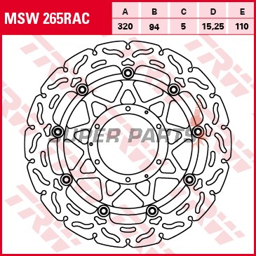 Спирачен диск -TRW- MSW265RAC, 320mm, Honda CBR1000RR / 1000RA Fireblade ABS (2008-2016)