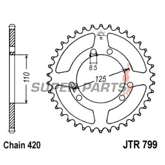 Заден пиньон -JT- JTR799,50, 50 зъба, стоманен