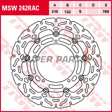 Спирачен диск -TRW- MSW242RAC, 310mm, Yamaha FZ8/Fazer 800, XT1200Z Super Tenere/Worldcrosser, YZF-R1 1000, YZF-R6 600 (2004-2019)