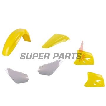Пластмаси комплект -POLISPORT- жълто/бяло, SUZUKI RM 85 2002-2021