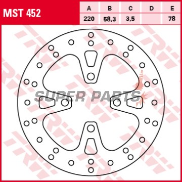 Спирачен диск -TRW- MST452, 220mm, Honda NSC50 / NSC110 Vision + PCX125 / 150 (2010-2018)