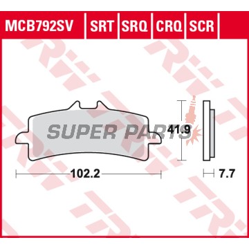 Накладки -TRW- MCB792SV, Aprilia RSV4 1000, Ducati 848/1098/1198/1299, Hypermotard 1100, Monster 1200, Multistrada 1200/1260, Panigale 1199/1299, Streetfighter 1099, Husaberg FS 650, Husqvarna FS 450 / Nuda 900, Kawasaki H2 / ZX-10R / Z1000, KTM 450/690/9