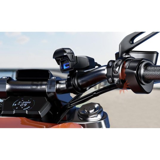 USB адаптер -4 RIDE- USB Type C, с държач за кормило 22mm - универсална
