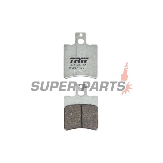 Накладки -TRW- MCB644EC, Aprilia AF1 (1987-1991), RS/SR/Rally (1993-2006), Tuono/SX (2004-2007); Cagiva Aletta/Elefant/Dakar (1981-2000); KTM SX 60/65 (2000-2003); MBK Booster/Nitro/Ovetto (1994-2006); Yamaha Breeze (1995-2012); Piaggio DNA/GTX/Hexagon (1