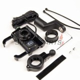 Стойка за телефон -4 RIDE- 62-90mm телефон, с USB 3.0 зарядно, анти-вибрационна, захващане за кормило/огледало, черна - универсална