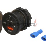 Адаптер, запалка за цигари -4 RIDE- 12V, 3.6A, USB 3.0 + PD (Power Delivery - type C), волтметър, 2 пина - универсален