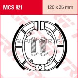 Накладки (челюст) -TRW- MCS921, 120x25mm, Derbi/Italjet/PGO scooter 50-125 1994-2004; Suzuki Address/Katana/LT/LT-F/Zillion 50-160 1985-2003; Atala/Garelli/Piaggio/Puch 50-150 1986-2002