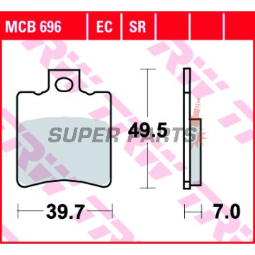 Накладки -TRW- MCB696SR, синтеровани, Aprilia SR/Leonardo/Gulliver, Benelli K2/Velvet, Gilera Runner/NRG/Typhoon, Honda SH/X8R, Malaguti F10/F12/Ciak, Piaggio NRG/TPH/Typhoon/Zip, Suzuki Katana (1992-2018)