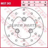 Спирачен диск -TRW- MST243, 190mm, CPI Hussar / Oliver Sport / Popcorn + Derbi Hunter / Paddock / Predator + Honda CH Spacy / NH Lead / SGX Sky / SJ Bali + MBK Booster / Stunt / Nitro + PGO PM-X / T-Rex + Yamaha BW’S / BWS / Aerox (1983-2016)