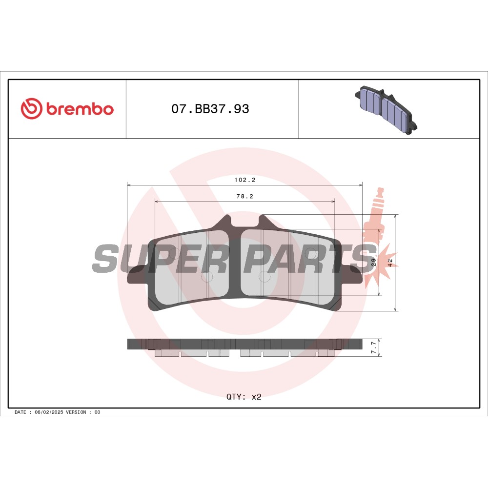 Накладки -BREMBO- 07BB3793, Aprilia RSV4, BMW HP2 / HP4 / S1000RR, Ducati 1098 / 1198 / 848 / Diavel / Panigale / xDiavel, Kawasaki Ninja H2 / ZX-10R / ZX-14R, KTM RC8 / Super Duke, MV Agusta Brutale / F3 / F4, Suzuki Hayabusa / GSX-R / GSX-S, Triumph Day