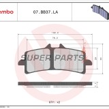 Накладки -BREMBO- 07BB37LA, Aprilia RSV4 / Ducati Panigale / BMW HP4 / KTM Super Duke / Suzuki GSX-R / Yamaha MT / Kawasaki Ninja H2