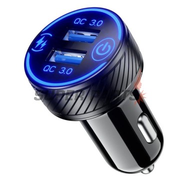 USB адаптер за запалка -4 RIDE- LAD000316, 12V, 2xUSB 3.0 + волтметър - универсален