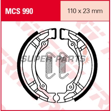 Накладки (челюст) -TRW- MCS990, 110x23mm, PGO Big Max 50/50S Comet50 Galaxy50/90 PM-X50/110 PS50 Super Fifty SYM Husky125 Suzuki AH100 Address TR50S Street Magic UG110 Hokuto