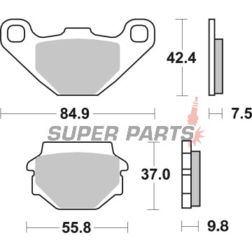 Накладки -BREMBO- 07KS0432, Alfer 250 / Aprilia Tuareg 350-600 / Buell 1200 / Gas Gas 80-125 / Husaberg 350-600 / Husqvarna 125-510 / Kawasaki 125-650 / KTM 125-600 / Kymco 50-125 / SYM 125 / Suzuki 50-125 / Yamaha 125 (1978-2009)