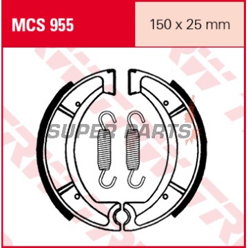 Накладки (челюст) -TRW- MCS955, 150x25mm, Yamaha DT 250MX (1977-1982); SR 500 (1984-1999); XT 500/550/600Z Tenere (1982-1989); YZ 490 (1982-1987)