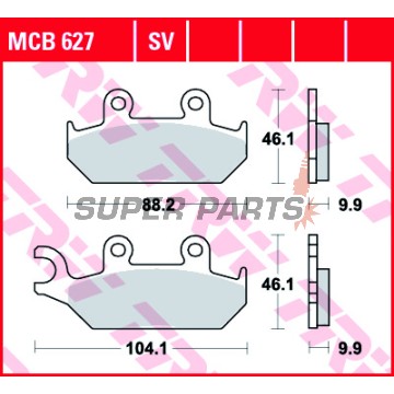 Накладки -TRW- MCB627SV, Yamaha XT600E/600Z Tenere, XTZ660 Tenere (1990-2003)