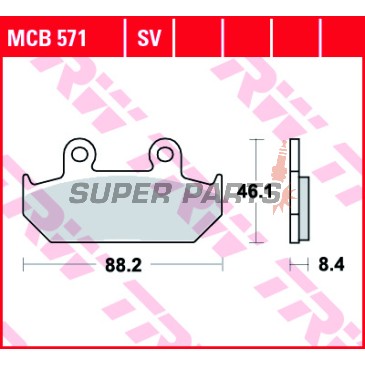 Накладки -TRW- MCB571, Honda CBR1000F (1987-1988), NX650 Dominator (1993-1994), RS125R (1988), VFR700F/Interceptor (1986-1987), VTZ250 (1988), XL400V Transalp (1992)