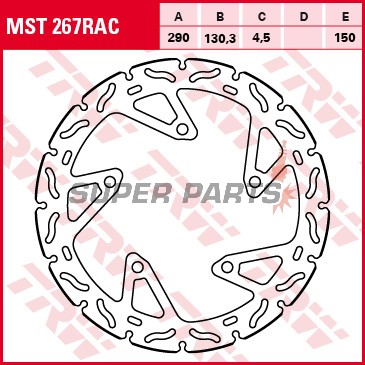 Спирачен диск -TRW- MST267RAC, 290mm, Kawasaki Ninja 250/300 ABS + Z250SL/Z300 ABS (2013-2017)