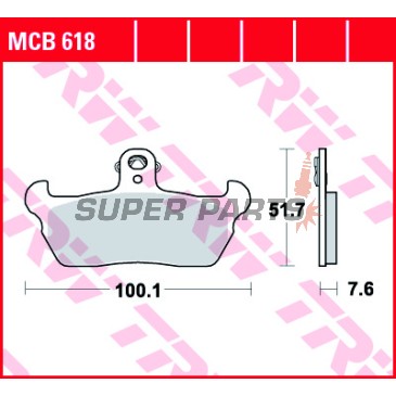 Накладки -TRW- MCB618, Aprilia Pegaso/RX/Tuareg, Cagiva Elefant/Freccia/Mito/Supercity/W8-W16, Gilera RC600, Moto Guzzi Quota 1000ie, Moto Morini Dart (1988-1999)