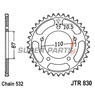 Заден пиньон -JT- JTR830,46, 46 зъба, стоманен, Suzuki GSX-R 1100 1986-1988