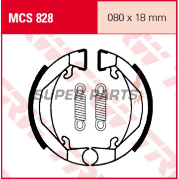 Накладки (челюст) -TRW- MCS828, 80x18mm, Honda PF, PX; KTM Adventure, SX, Mini Adventure, Junior, Senior; Peugeot 103, 104, 105, ASV; Puch GTL, Maxi, Monza