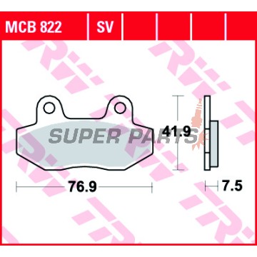 Накладки -TRW- MCB822, Honda CH125 Spacy, Hyosung Comet/GT/GV Aquila/RX/XRX/Karion, Kymco Pulsar 125 (1998-2010)
