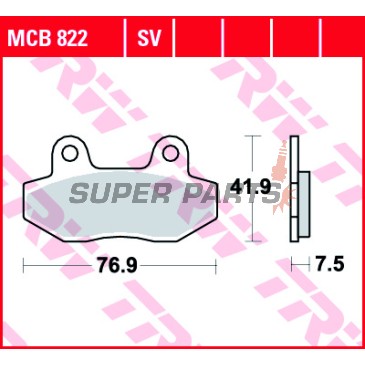 Накладки -TRW- MCB822, Honda CH125 Spacy, Hyosung Comet/GT/GV Aquila/RX/XRX/Karion, Kymco Pulsar 125 (1998-2010)