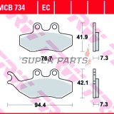 Накладки -TRW- MCB734EC, Aprilia SX/Tuono 50, Beta Alp, CPI GTS, Derbi GP1/Mulhacen/Senda, Gas Gas Pampera, KTM EXC 125, Malaguti Madison, Peugeot Elyseo/Elystar/Satelis, Piaggio Beverly/GT, Yamaha DT/TZR/XT (1999-2018)