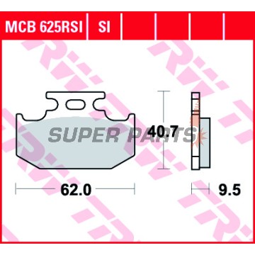 Накладки -TRW- MCB625RSI, Cannondale MX400/440, Kawasaki KDX/KLX/KX, Suzuki DR/DR-Z/RM/RMX, Yamaha DT/TT/TT-R/WR/XT/YZ (1989-2018)