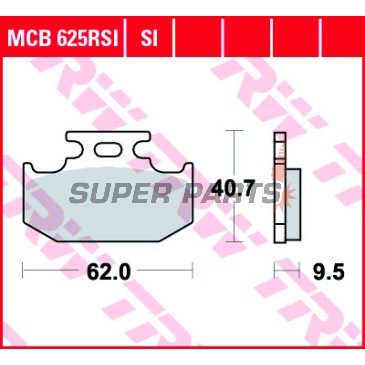 Накладки -TRW- MCB625RSI, Cannondale MX400/440, Kawasaki KDX/KLX/KX, Suzuki DR/DR-Z/RM/RMX, Yamaha DT/TT/TT-R/WR/XT/YZ (1989-2018)
