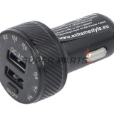 USB адаптер за запалка -4 RIDE- 12V, 2xUSB 3.0 + волтметър - универсален
