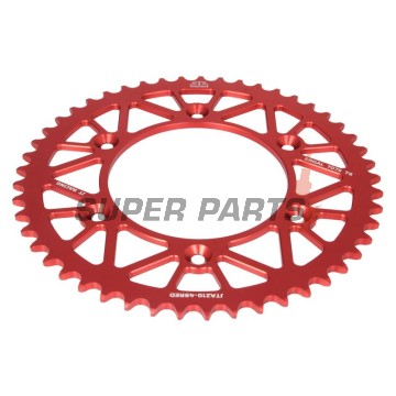 Заден пиньон -JT- JTA210,49RED, 49 зъба, червен, алуминиев, Betamotor RR 125 2018-2021, RR 250 2013-2021, RR 400 2013-2016, RR 450 2013-2014, Honda CR 125 1979-2007, CR 250 1984-2008, CR 500 1984-2001, CRF 150 2003-2018, CRF 230 2003-2017