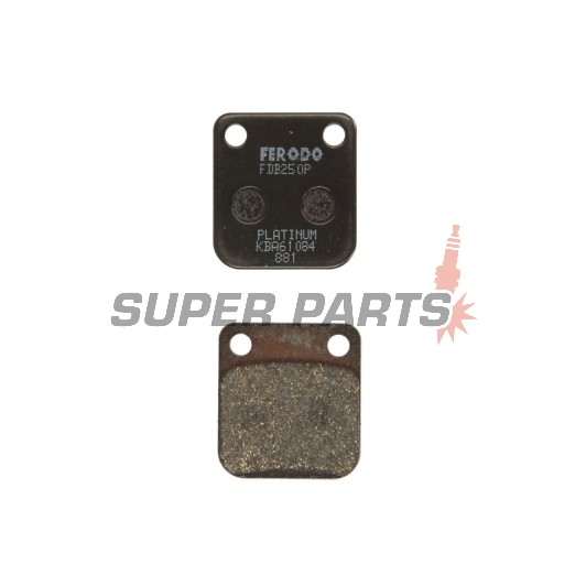 Накладки -FERODO- FDB250P, Daelim Delfino/NS/Otello/S2/S-Five/History 50-250 1996-2010; Honda CG/CRF 125-150 2003-2016; Kawasaki Eliminator/KLX/KX/KVF/Prairie/Z 65-400 1997-2020; Suzuki DR 125/200 1985-2017; Yamaha YFM Big Bear 350 1999