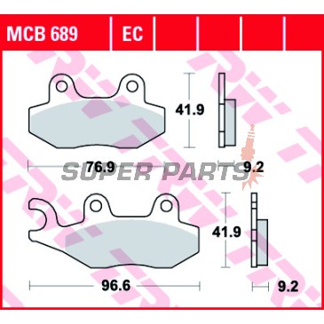 Накладки -TRW- MCB689, Kawasaki KLF/KVF/KX/KLX, Kymco Agility/Grand Dink/Stryker, Suzuki Burgman, Peugeot Satelis, Honda Rebel/NSR, Husqvarna TE 610, Yamaha YZ (1989-2017)