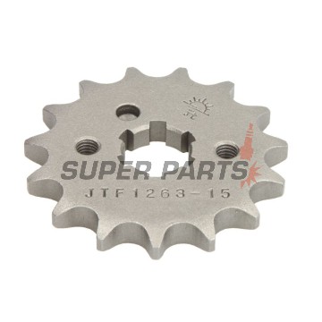 Преден пиньон -JT- JTF1263,15, 15 зъба, Honda CT 110 1989-2004, Junak 121 124 2015, Suzuki TF 100/185 1981, TF 125 1979-2011, Yamaha AG 200 1984-2006, RT 180 1990-1998, SR 125 1995-2003, TZR 125 1987-1993, XT 125 2005-2007