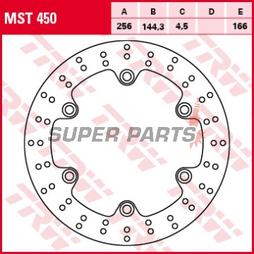 Спирачен диск -TRW- MST450, 256mm, Honda Forza/NSS 125 (2015-2017), Honda SH 300i / Sporty ABS (2007-2015)